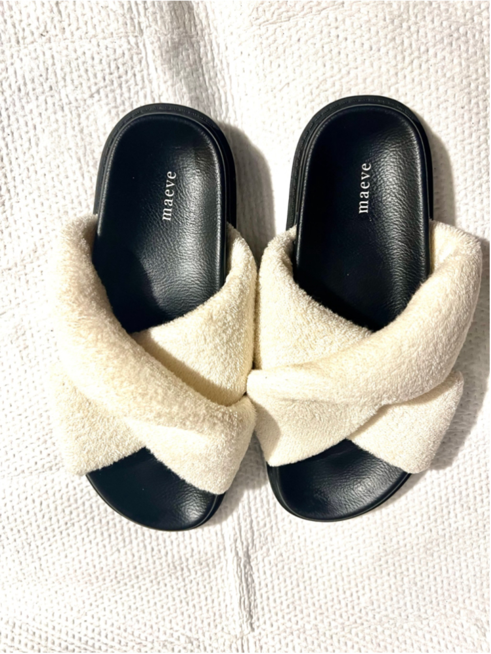 Maeve by Anthropology Terry Sliders Cream Sandals Women Size 7